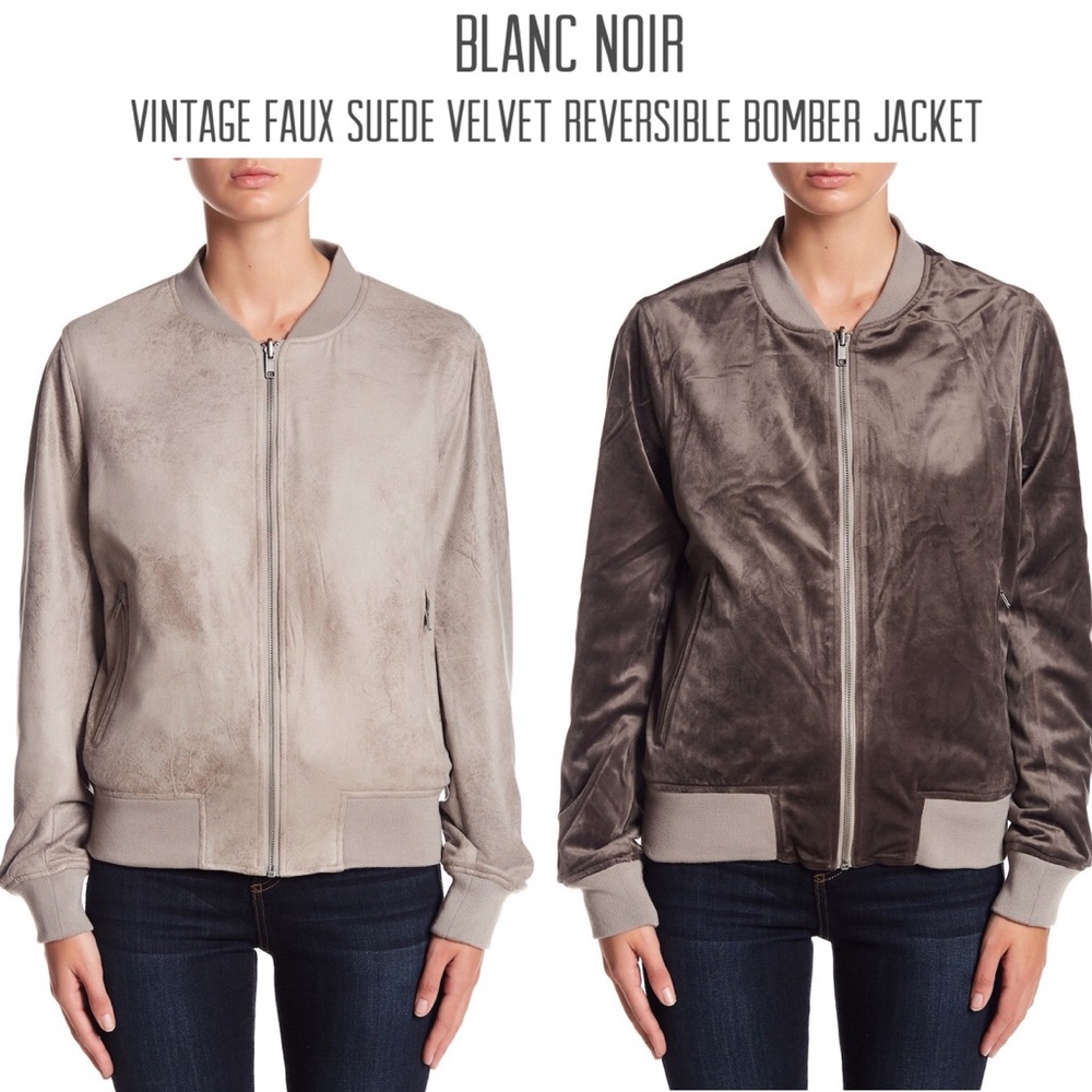 Vintage Faux Suede Reversible Bomber Jacket
